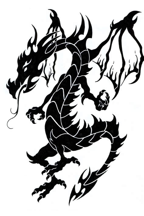 black and white dragon clipart